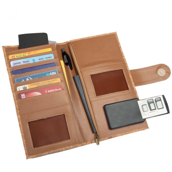 Eco-Friendly Cork Cheque Book Holder / Passport Holder With Sim Card Safe Case & Sim Card Jackets