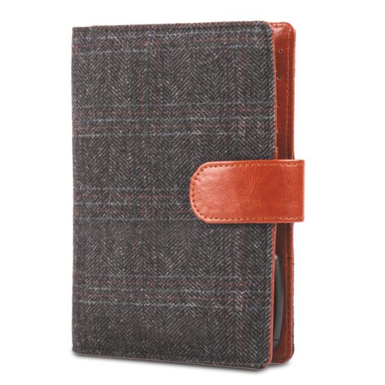 Dark Chequed Tweed Passport holder with Sim Card Safe Case & Sim Card Jackets