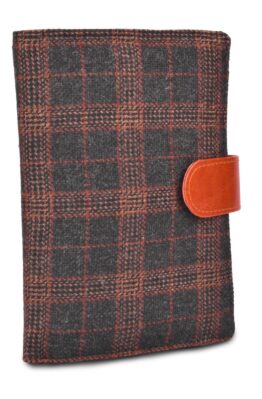 Brown Chequed Tweed Passport holder with Sim Card Safe Case & Sim Card Jackets