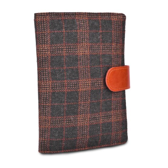 Brown Chequed Tweed Passport holder with Sim Card Safe Case & Sim Card Jackets