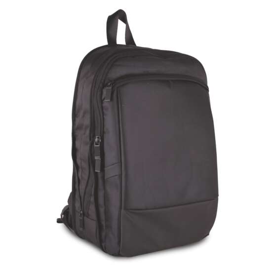 Puffer: Expandable laptop backpack with 2 front pockets, hidden back pocket and Stroller ribbon