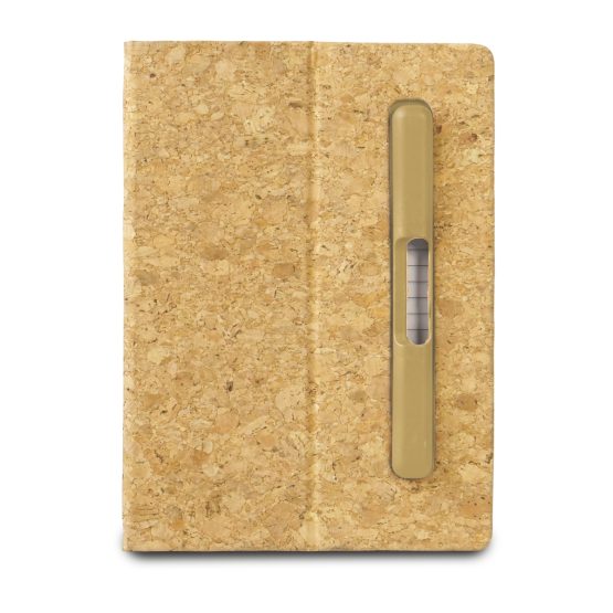 Cork A5 Notebook with Hard pen slot and Folding cover Phone Stand