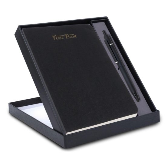 2 in 1 Black Set: Timeless notebook with Metal Pen in Folding Cardboard Box