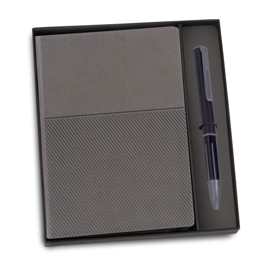 2 in 1 Set: Slant A5 notebook with Metal Pen in Gift Box