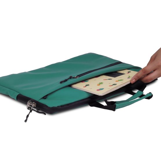 Teal: Water Resistant Laptop Sleeve with Soft inner lining | 3 outside spacious pockets | Soft touch fabric for gadget protection - Image 3
