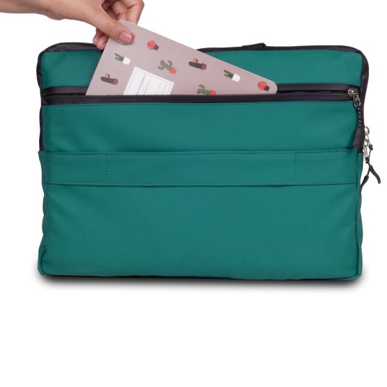 Teal: Water Resistant Laptop Sleeve with Soft inner lining | 3 outside spacious pockets | Soft touch fabric for gadget protection - Image 4