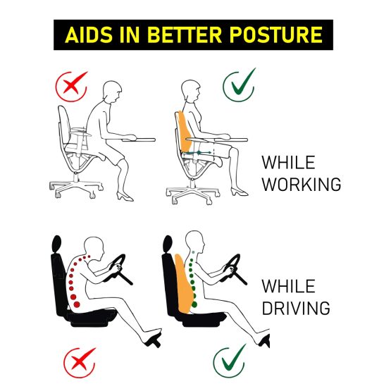 SitWell Spine: Car & Office Chair Lumbar Support Cushion with Soft fabric | 3 second bounce back memory foam - Image 4